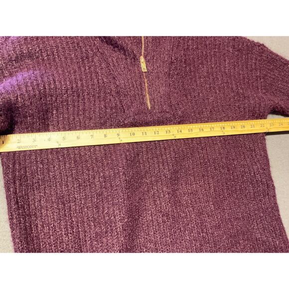 Express Purple Fuzzy Knit Half Zip Sweater Women’s Size M Wool Blend - Picture 7 of 9